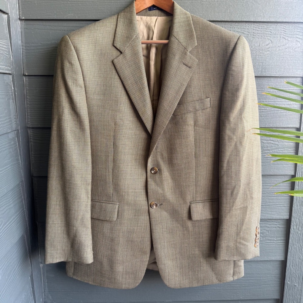 Lauren Ralph Lauren Wool Sport Coat Blazer Houndstooth Brown Men's 40R
